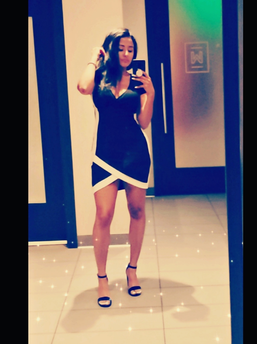 Almost Famous Black Mini Dress with White Trim